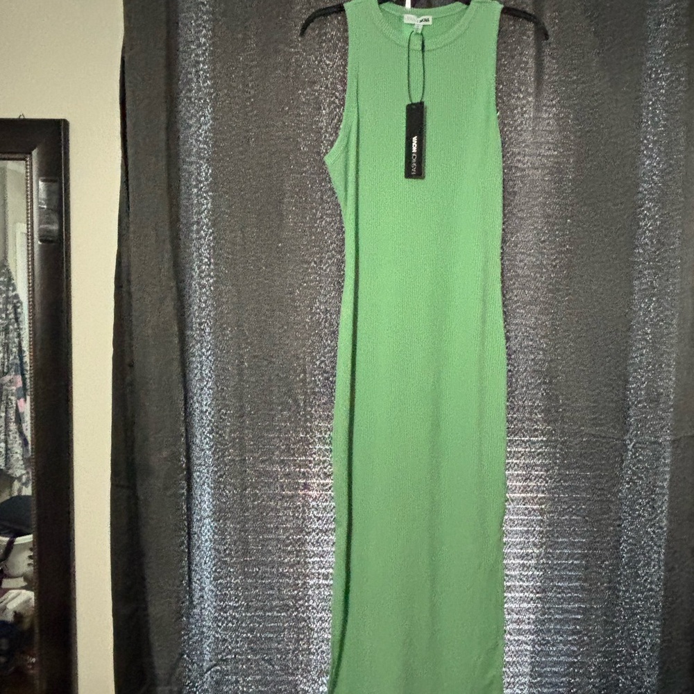 Fashion Nova Green Halter Maxi Dress